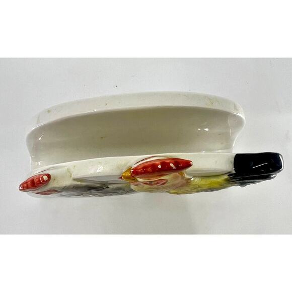 Vintage Otagiri ROOSTER CHICKENS FARM SCENE Napkin Holder JAPAN 1950's - Picture 2 of 7